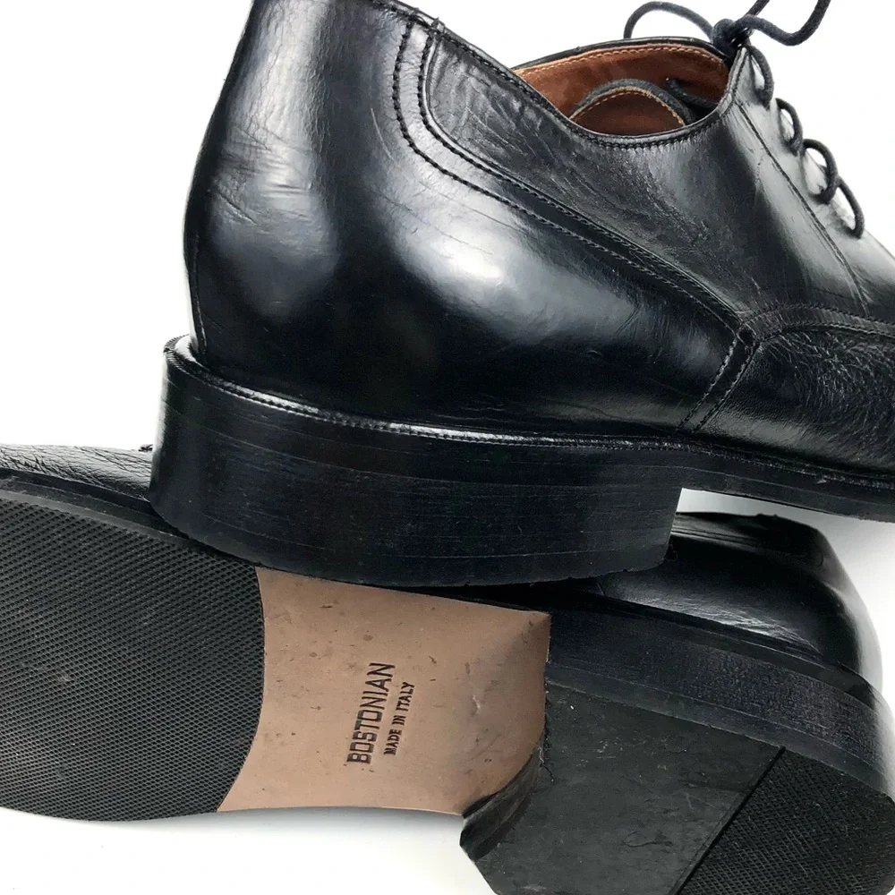 Bostonian Mens Luxe Black Leather Cap Toe Oxfords Size 11 W